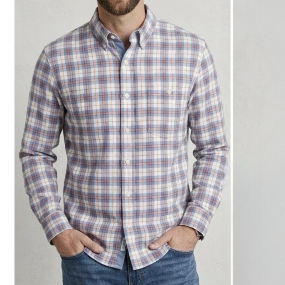 LL Bean Colorful Plaid Lakewashed Herringbone Soft Cotton Button Down Shirt XLT